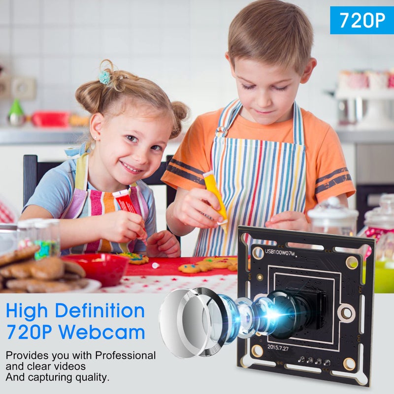 ELP 720P USB Camera Super Mini Embedded Webcam Board with 45degree M7 Lens Megapixel HD OV9712 Camera Module USB for Laptop USB2.0 UVC Video PC Camera Module,with 3.3ft/1m Cable for Computer - Image 4